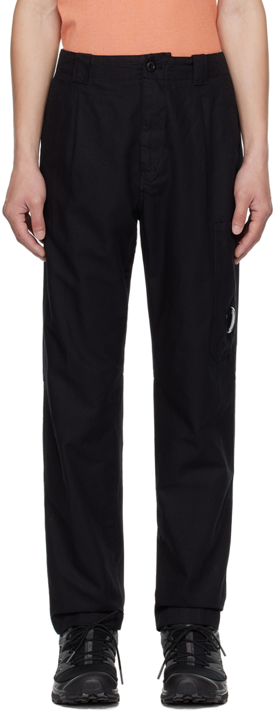 Shop C.p. Company Black Garment-dyed Cargo Pants In 999 Black