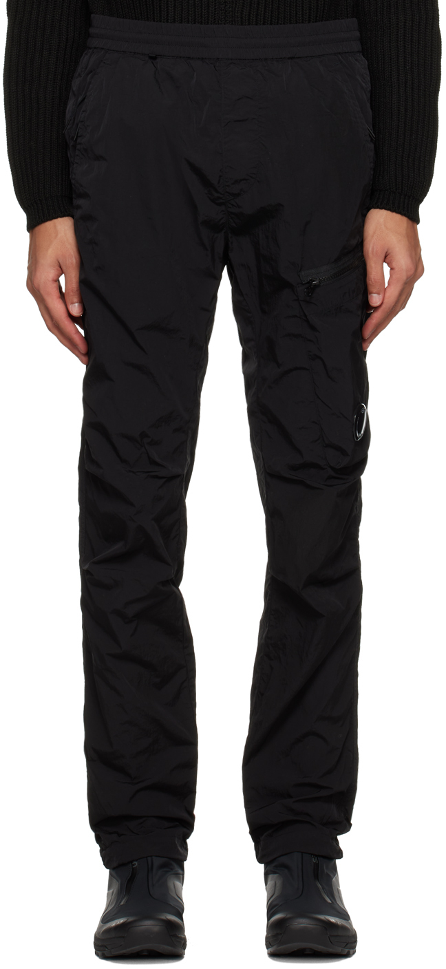 C.P. Company Black Garment-Dyed Track Pants