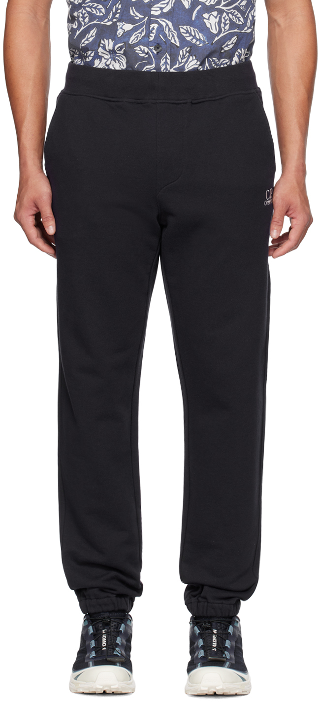 C.p. Company Blue Embroidered Sweatpants In Black