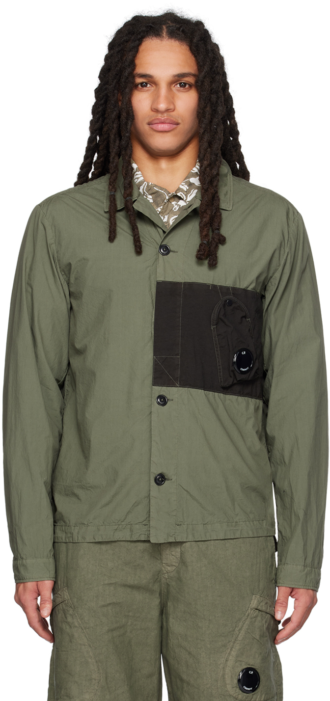 C.p. Company Khaki Auxiliary Pocket Shirt In 648 Bronze Green
