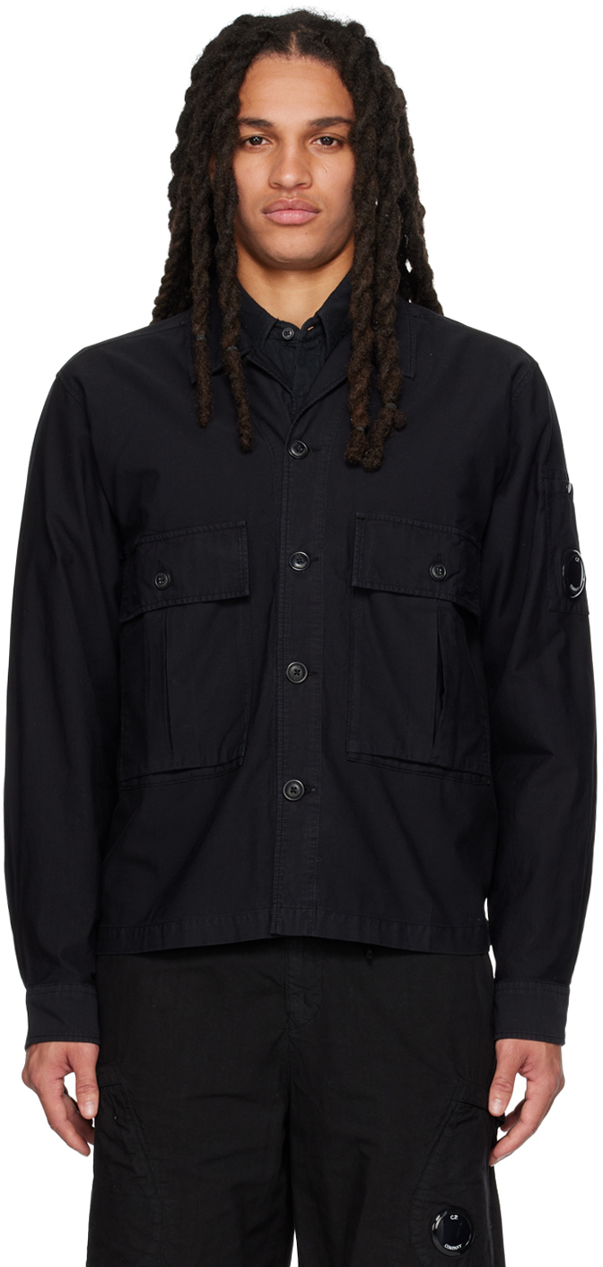 C.p. Company Black Buttoned Shirt In 999 Black