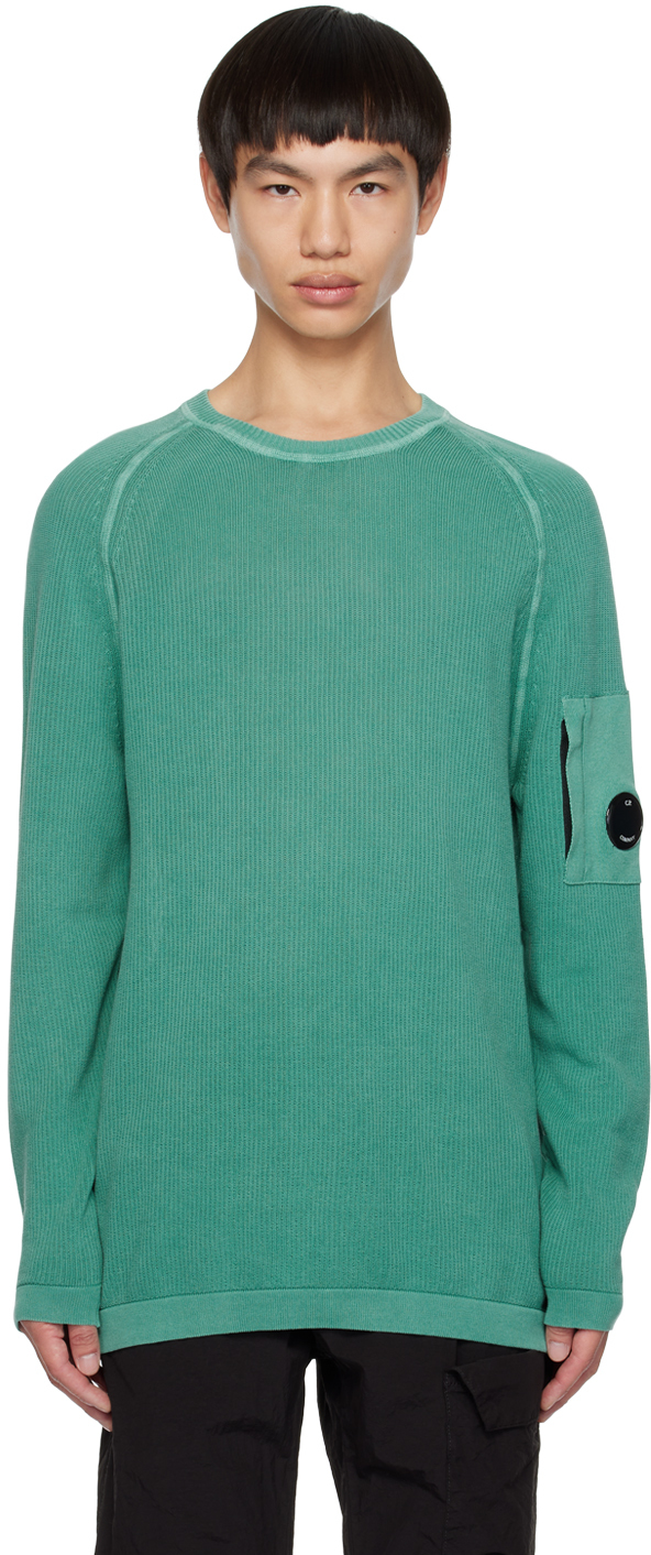 Green Crewneck Sweater by C.P. Company on Sale