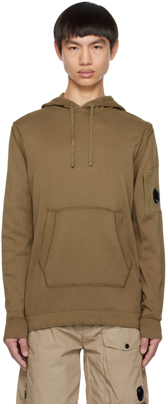 C.p. Company Brown Garment-dyed Hoodie In 339 Lead Gray