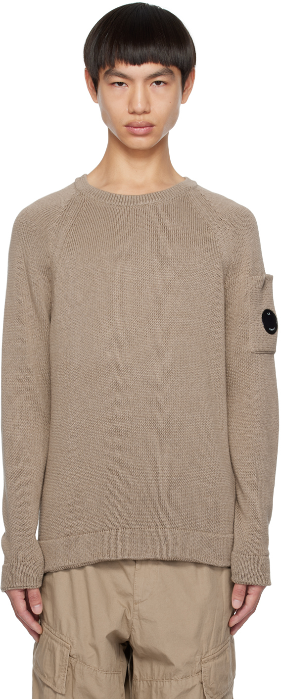 C.p. Company Beige Pocket Sweatshirt In 330 Cobblestone