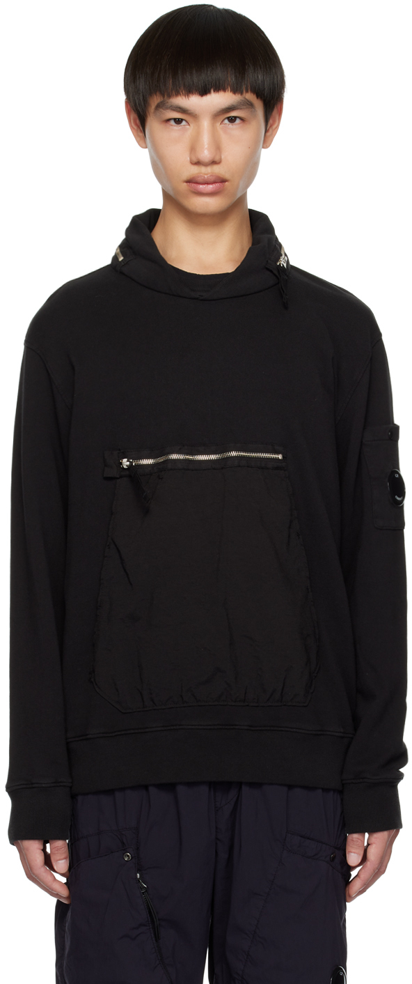 C.p. Company Black Hooded Sweatshirt In 999 Black