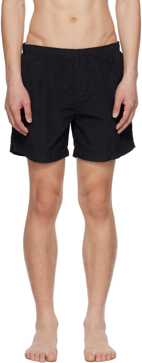 C. P. Company Black Garment-Dyed Swim Shorts