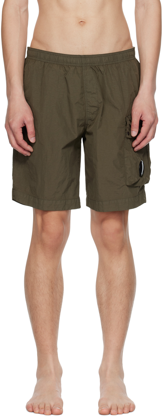 C.P. Company: Khaki Garment-Dyed Swim Shorts | SSENSE UK