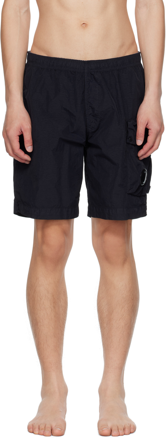 C.p. Company Blue Garment-dyed Swim Shorts In 888 Total Eclipse