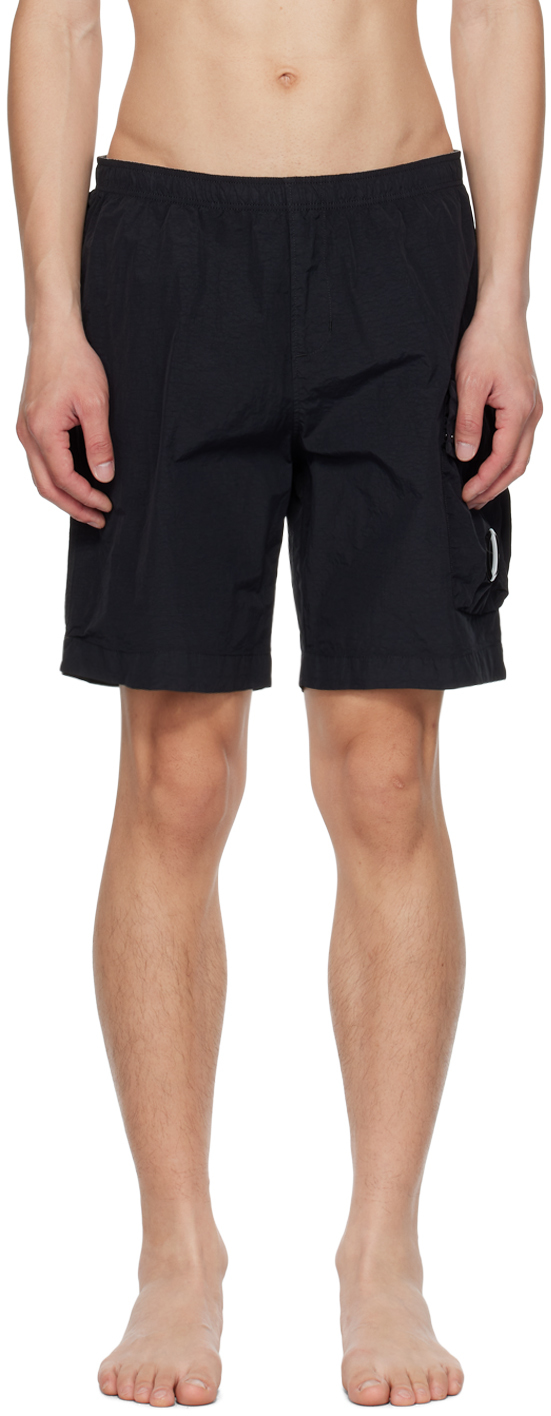 C.p. Company Black Garment-dyed Swim Shorts In 999 Black