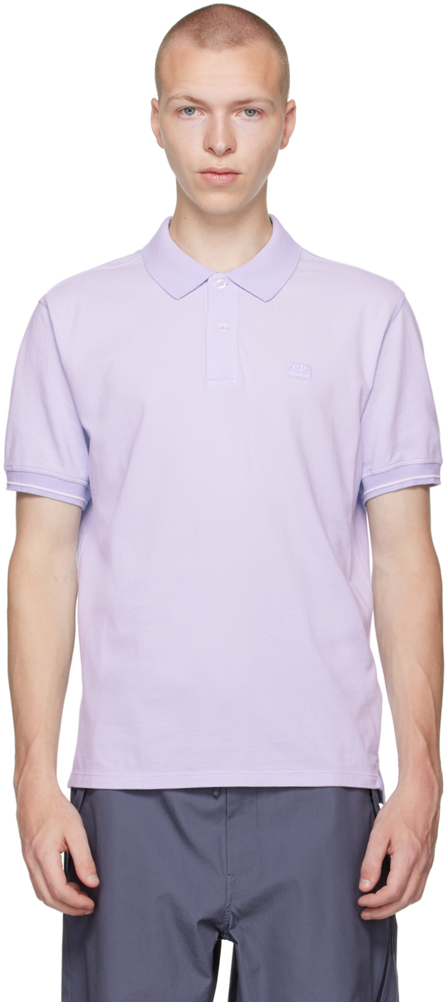 C.p. Company Purple Embroidered Polo In 750 Cosmic Sky