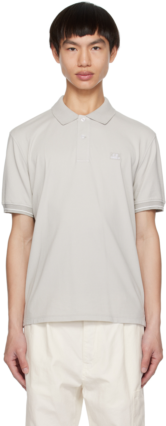 Gray Garment Dyed Polo by C.P. Company on Sale