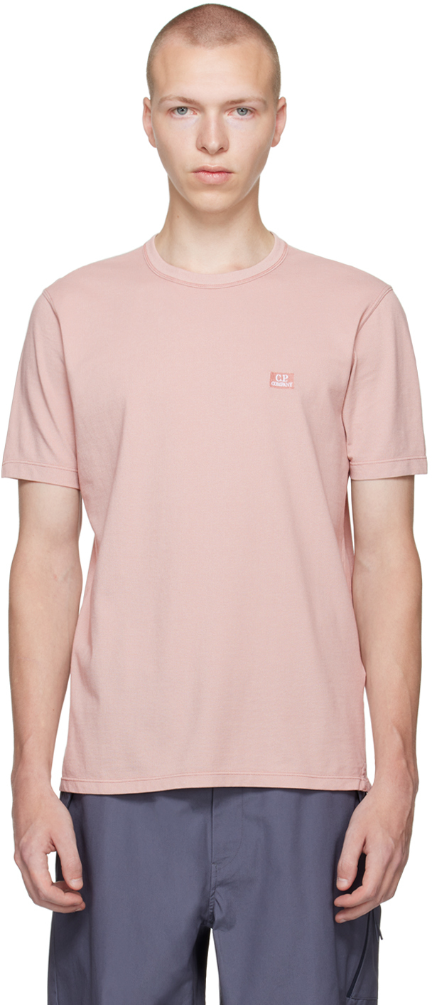 C.p. Company Pink Embroidered T-shirt In 509 Pale Mauve