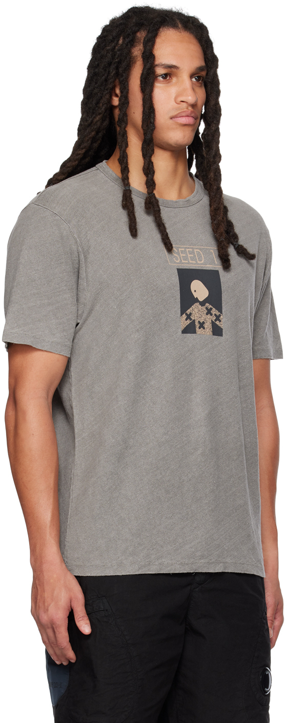 C.p. Company Gray Graphic T-shirt In 920 Castlerock