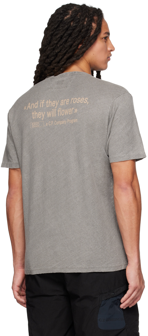C.p. Company Gray Graphic T-shirt In 920 Castlerock