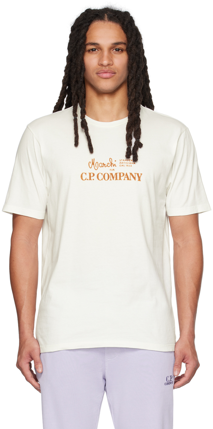 C.p. Company White Graphic T-shirt In V02 Var.02