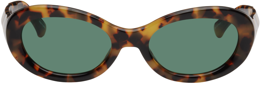 Dries Van Noten Tortoiseshell Sunglasses In T-shell/green