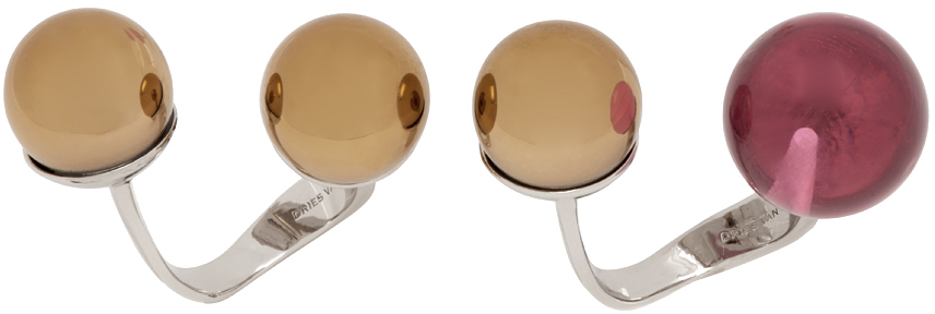 Dries Van Noten Silver Orbs Ring Set In 952 Silver