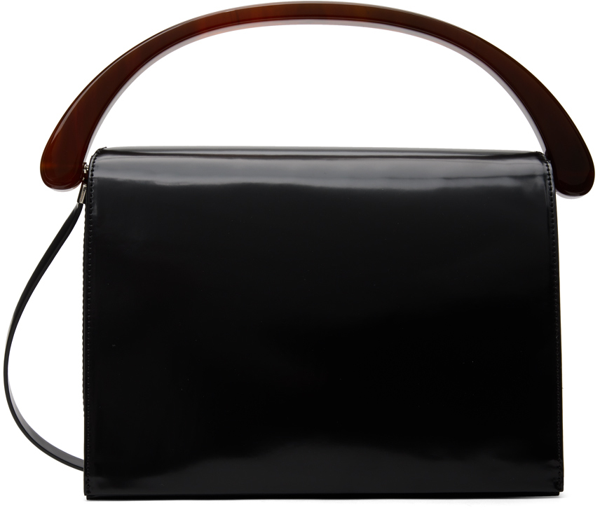 Dries Van Noten: Black Leather Shoulder Bag | SSENSE UK