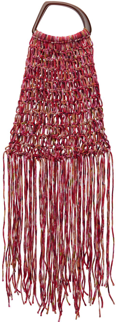Dries Van Noten Fringe Detailed Knitted Handbag In 304 Fuchsia