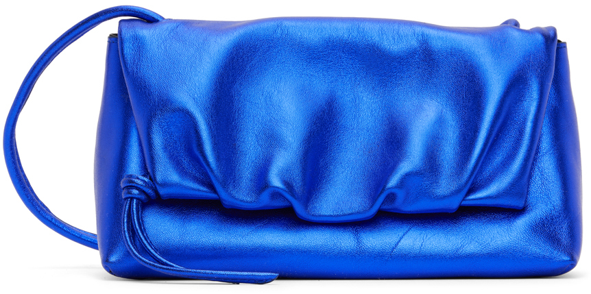 Dries Van Noten Blue Small Metallic Bag In 504 Blue