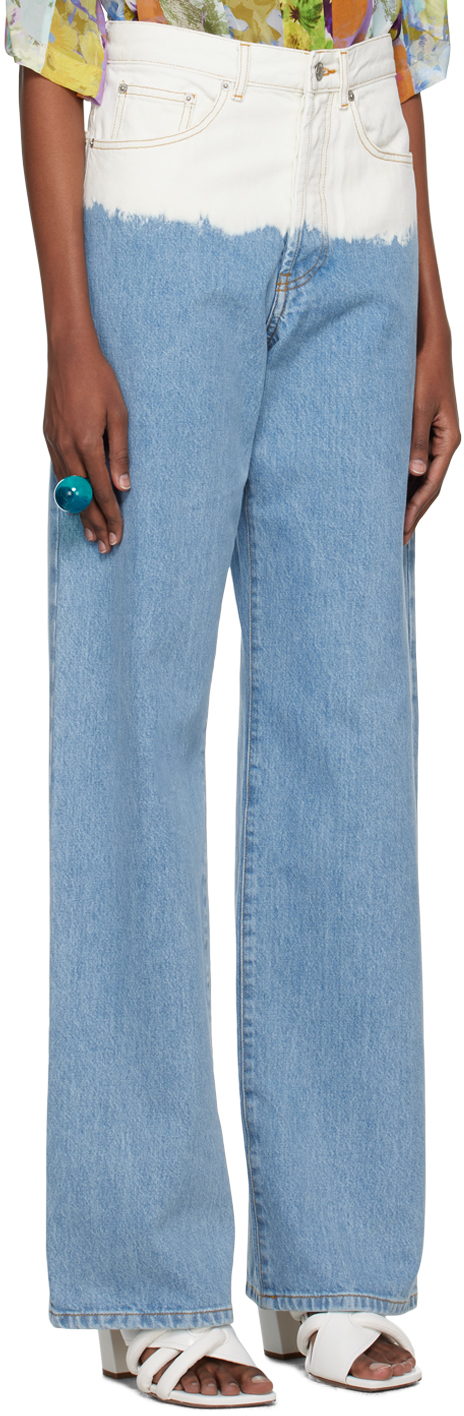 Shop Dries Van Noten Ssense Exclusive Blue Peyton Jeans In Blue/white