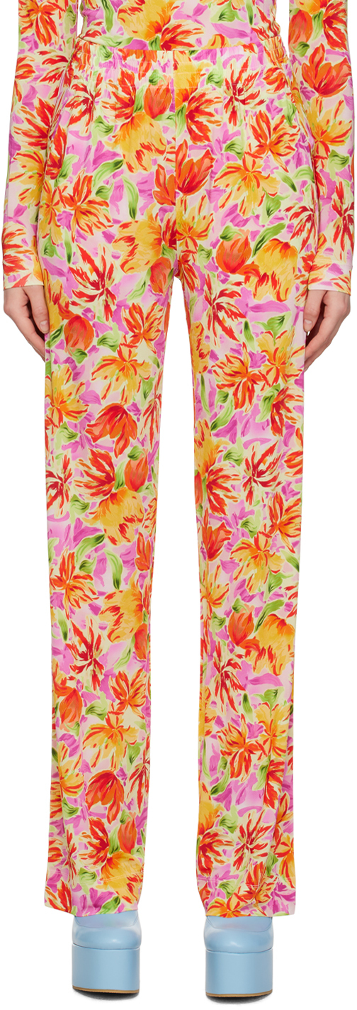 Dries Van Noten Yellow Floral Trousers In 206 Pale Yellow