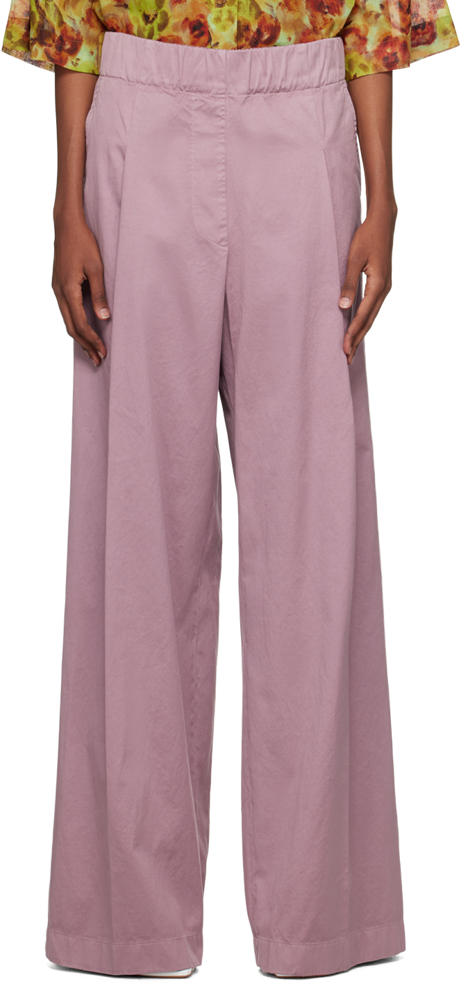Dries Van Noten Pink Overdyed Trousers In 301 Old Rose