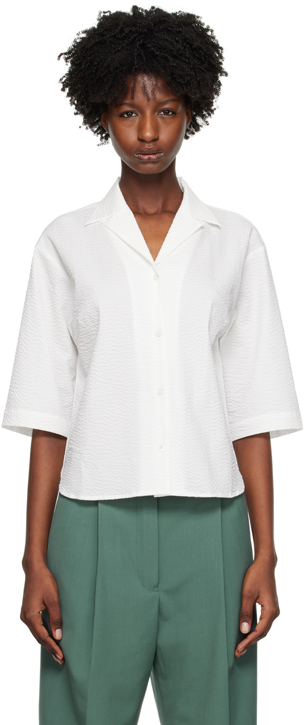 Dries Van Noten Puckered Cotton-blend Shirt In White