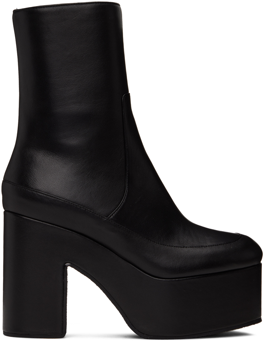 Dries Van Noten Black Zip Platform Boots In 900 Black