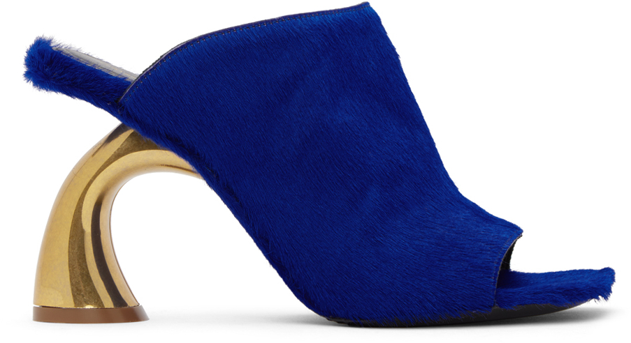 Dries Van Noten Ssense Exclusive Blue Heeled Sandals In 513 Electric Blue