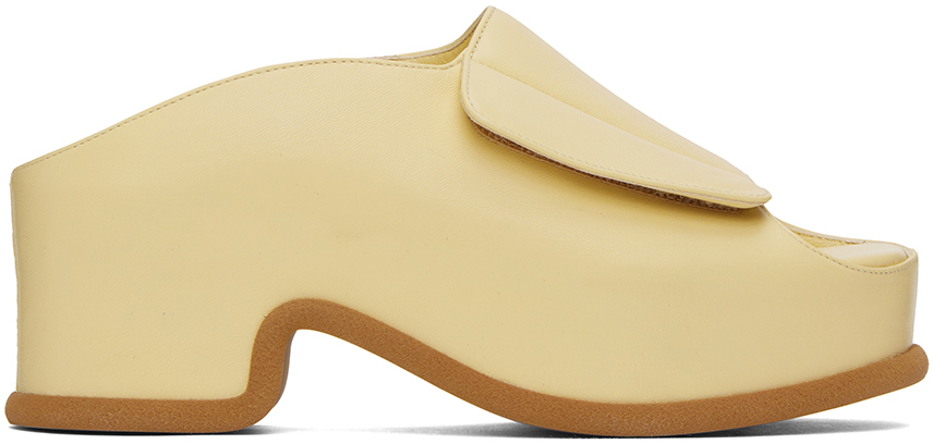 Dries Van Noten Yellow Block Heeled Sandals In 206 Pale Yellow