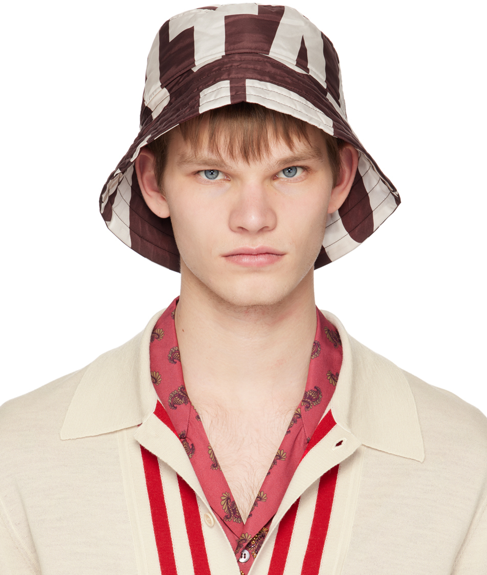 Burgundy Logo Bucket Hat by Dries Van Noten on Sale