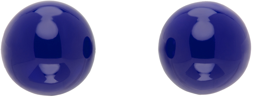 Dries Van Noten Navy Ball Earrings In 504 Blue