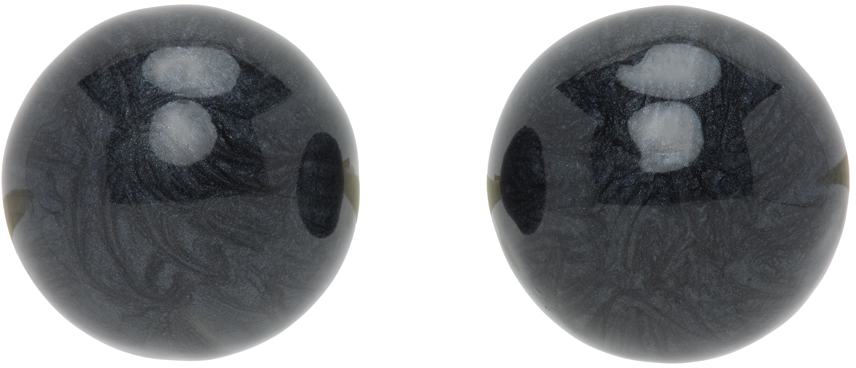 Dries Van Noten Black Pearl Earrings In 901 Anthracite