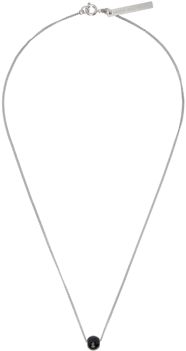Dries Van Noten Silver Charm Necklace In 900 Black
