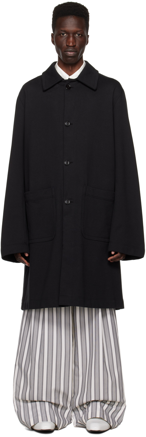Dries Van Noten Black Button Coat In 900 Black