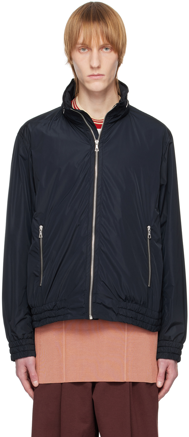 Navy Hooded Jacket by Dries Van Noten on Sale