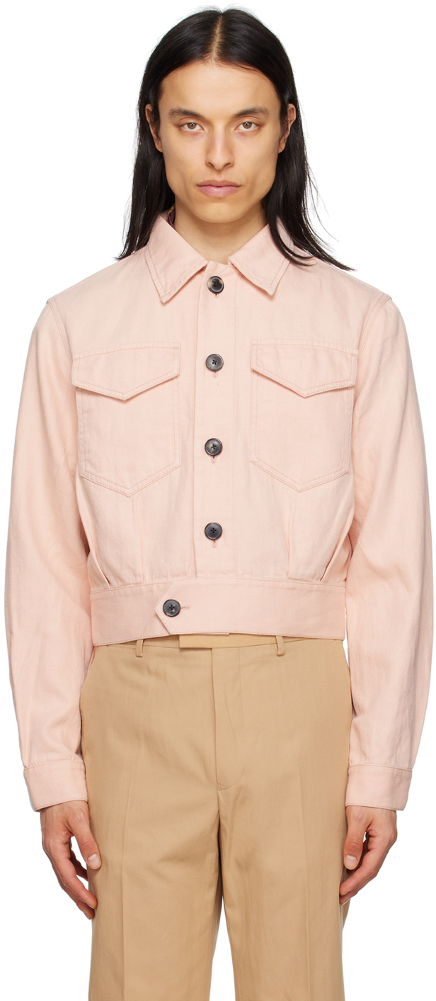 Dries Van Noten: Pink Button Tab Denim Jacket | SSENSE UK