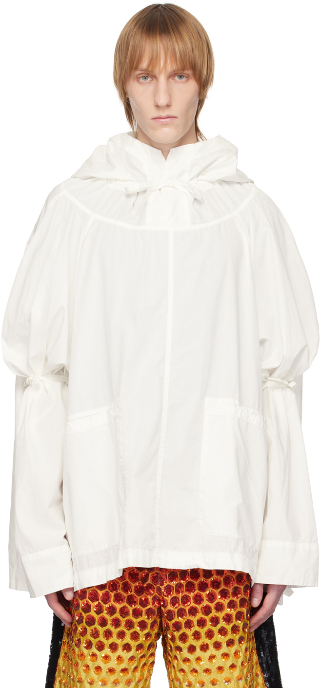 Dries Van Noten Off-white Drawstring Jacket In 8 Off White