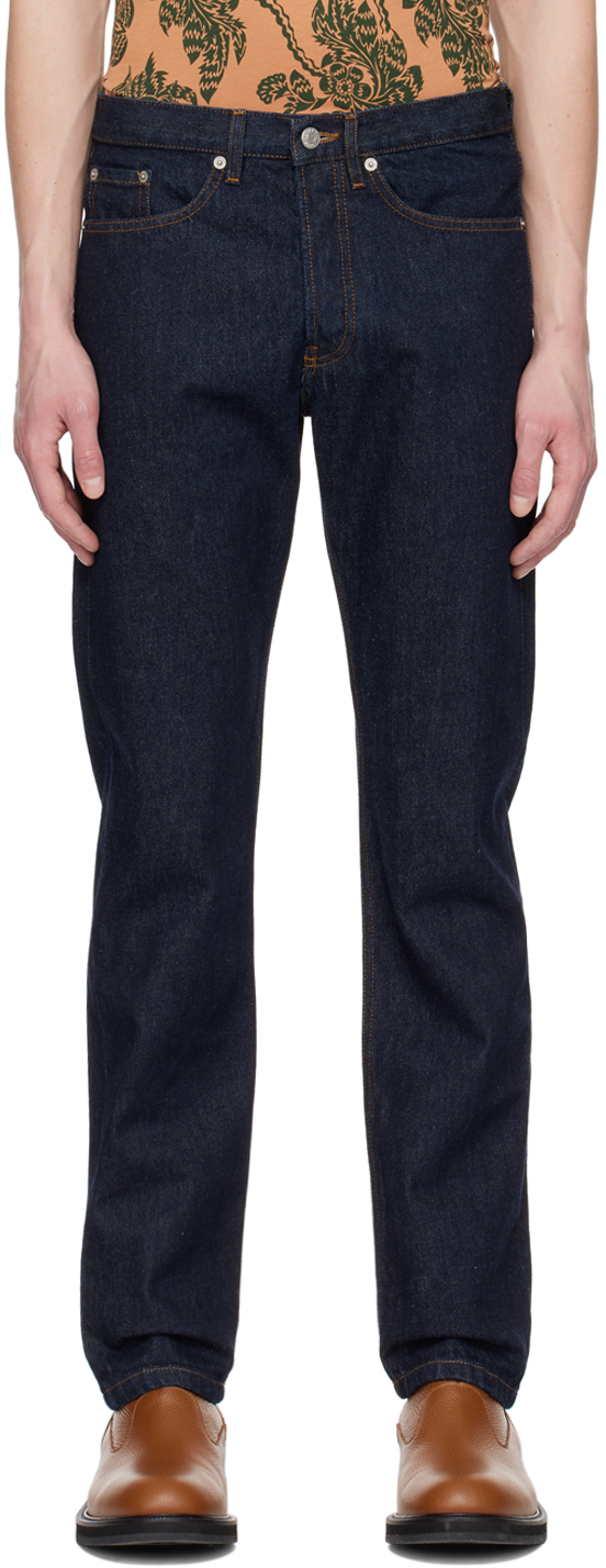 Indigo Straight Jeans by Dries Van Noten on Sale