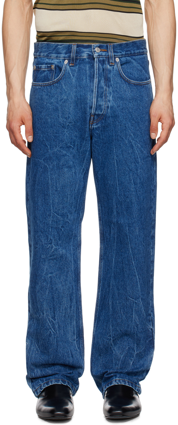 Dries Van Noten Blue Washed Jeans In 504 Blue