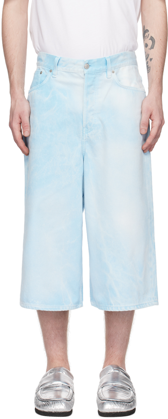 Dries Van Noten Blue Faded Denim Shorts In 514 Light Blue