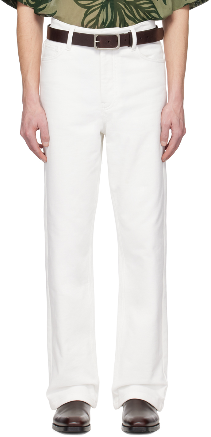 Dries Van Noten White Zip-fly Jeans In 5 Ecru