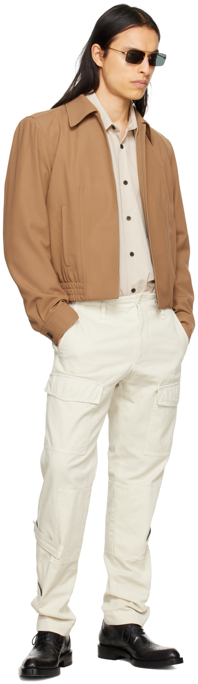 Dries Van Noten Off-white Velcro Tab Cargo Pants In 5 Ecru