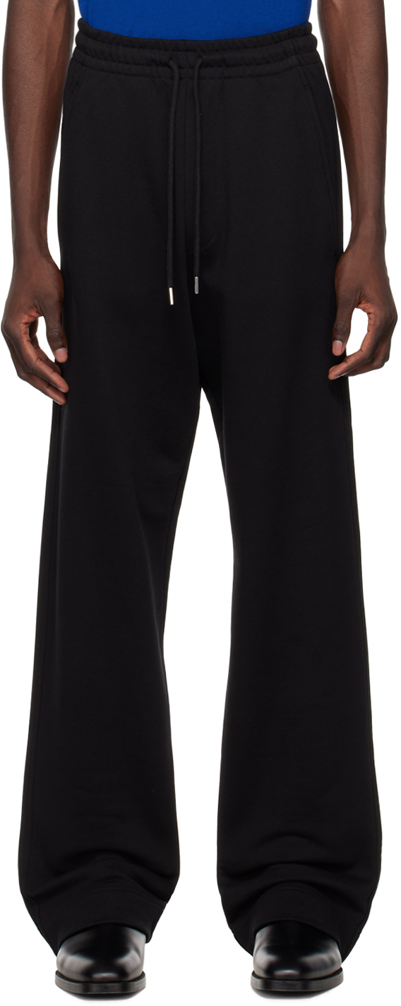 Black Drawstring Lounge Pants by Dries Van Noten on Sale