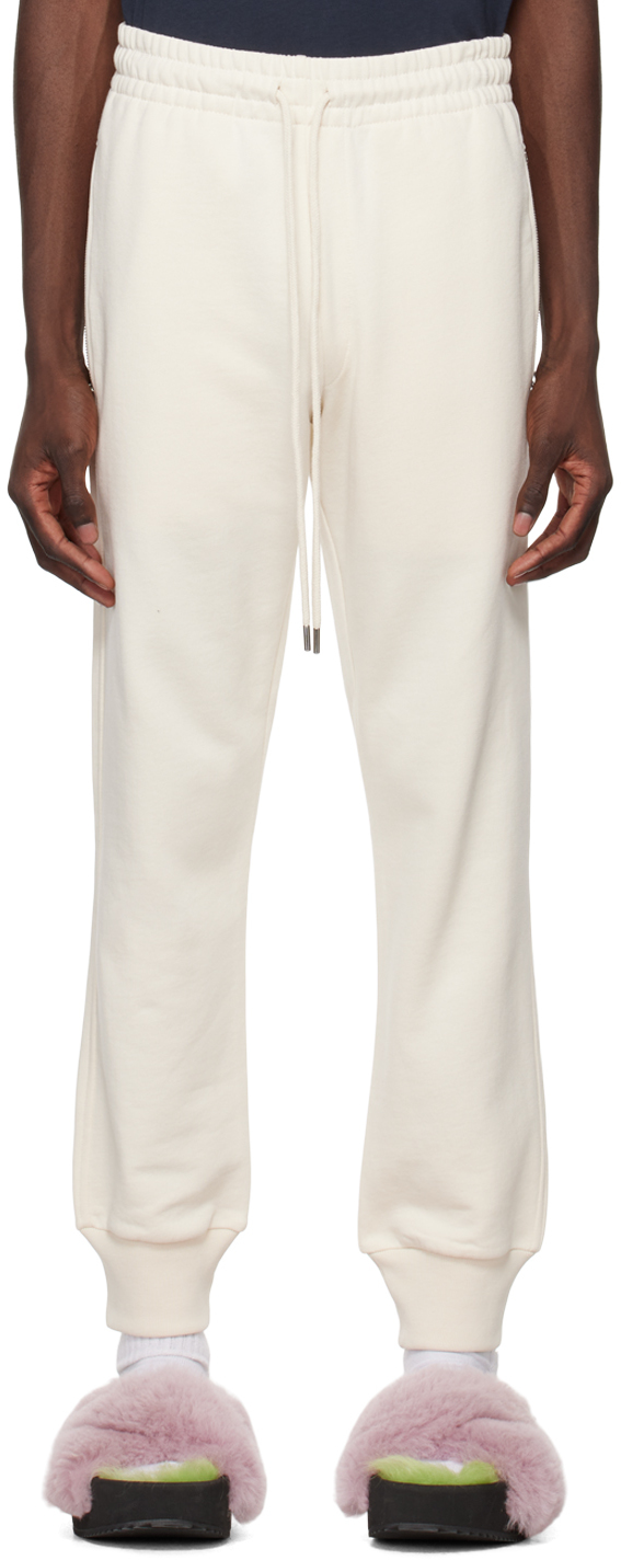 Dries Van Noten Off-white Zip Lounge Pants In 5 Ecru