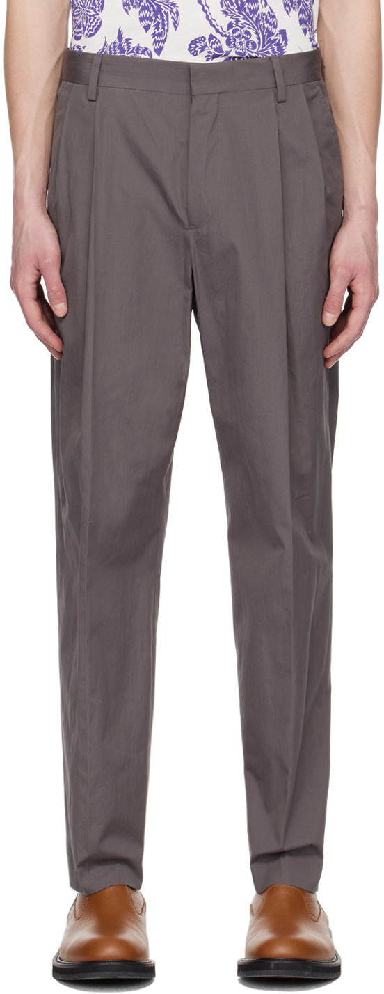 Dries Van Noten Gray Pleated Trousers In 802 Grey