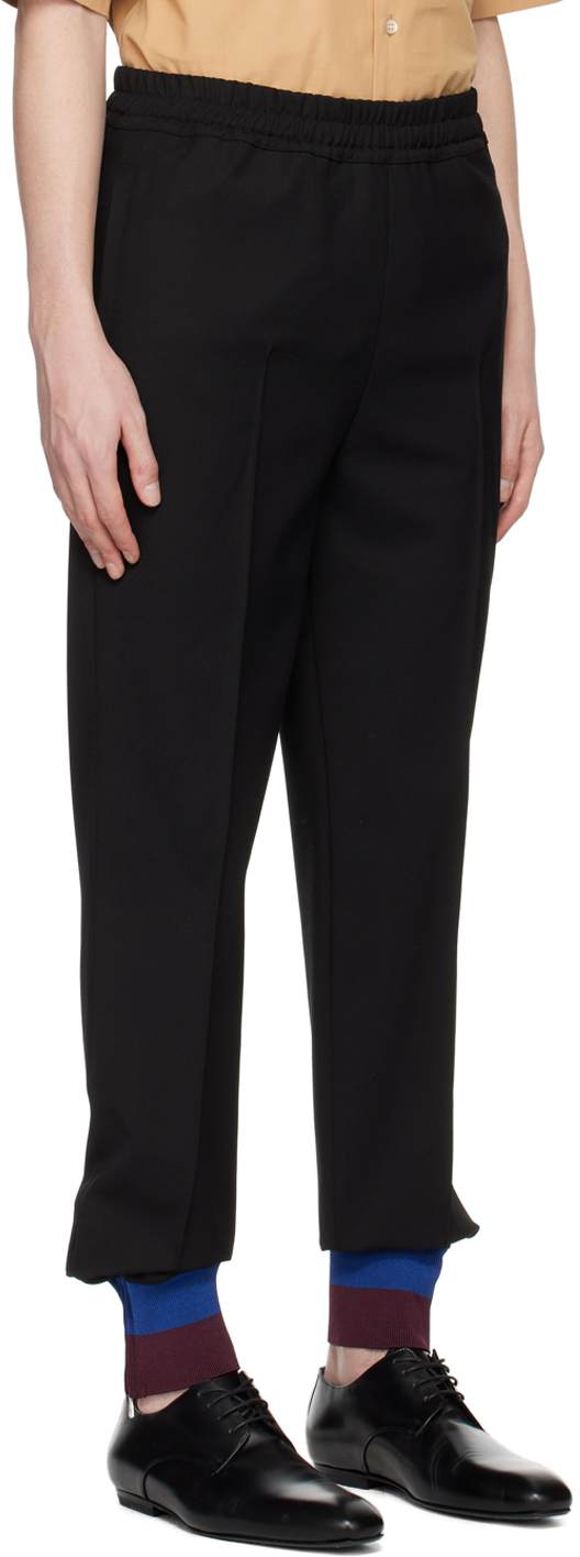 Dries Van Noten Black Striped Cuff Trousers In 900 Black