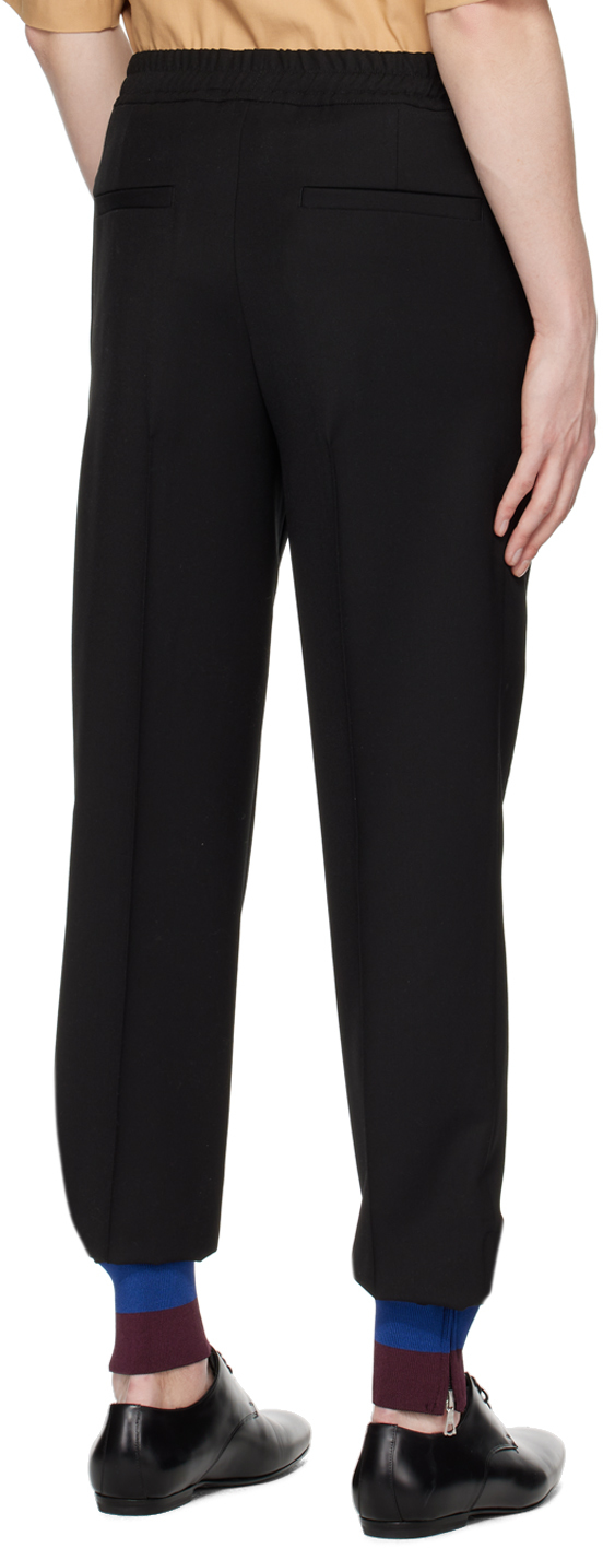Dries Van Noten Black Striped Cuff Trousers In 900 Black