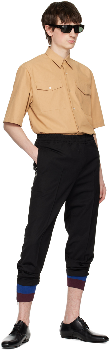 Dries Van Noten Black Striped Cuff Trousers In 900 Black